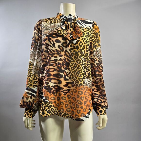 Fashion Nova Small Leopard Print Long Sleeve Women's Top R7 - Picture 1 of 5